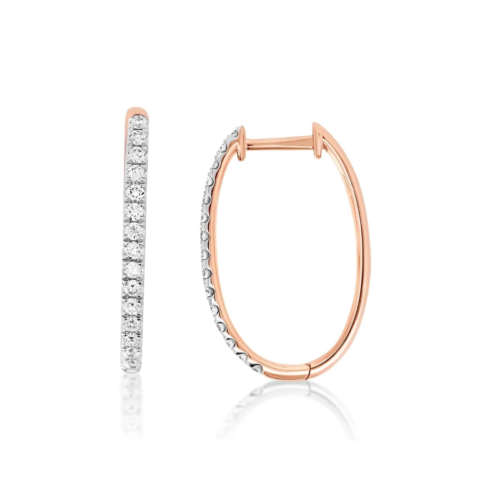 9ct Rose Gold Diamond Set Oval Huggies