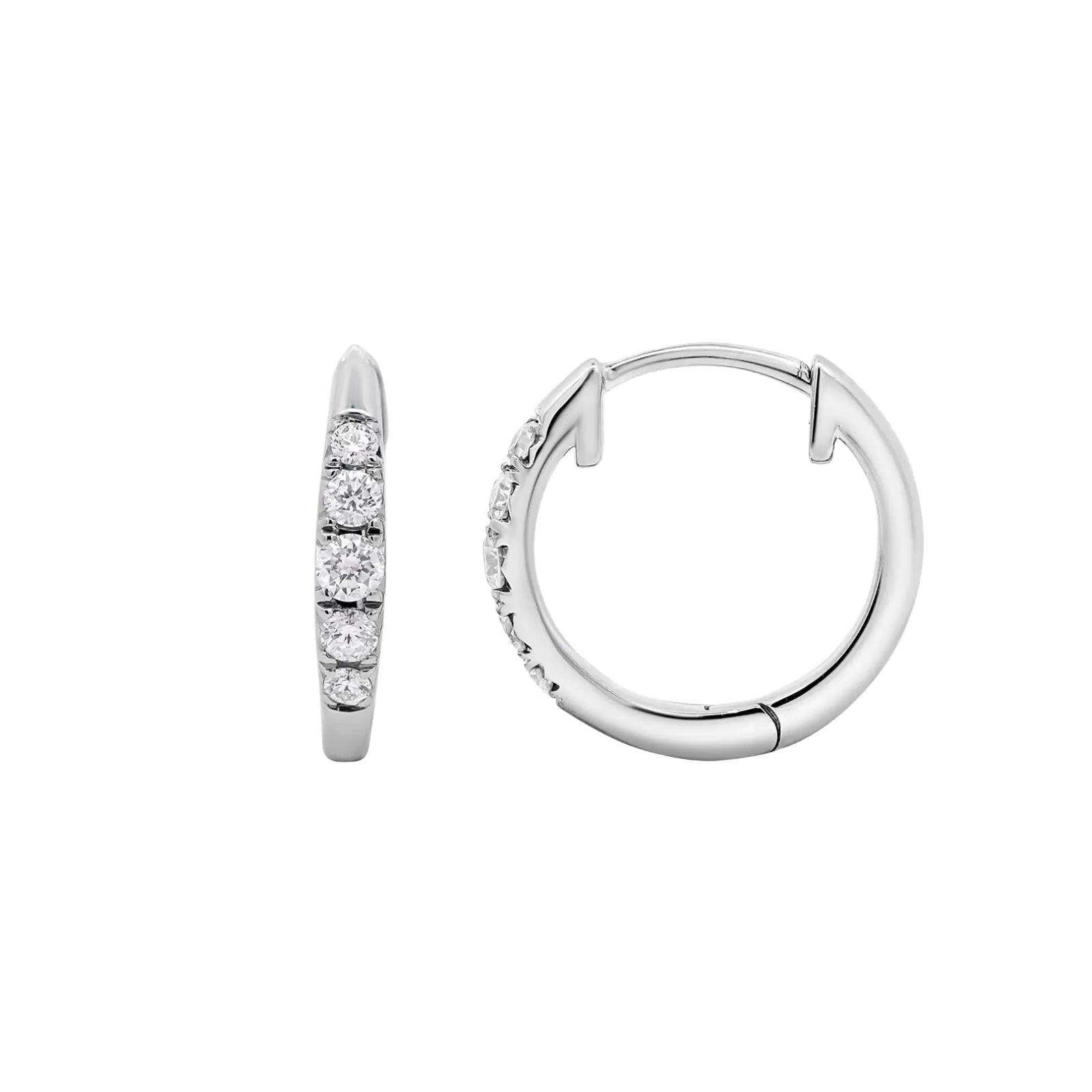 9ct White Gold Graduating Diamond Huggies