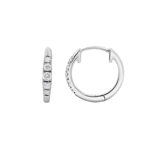 9ct White Gold Graduating Diamond Huggies