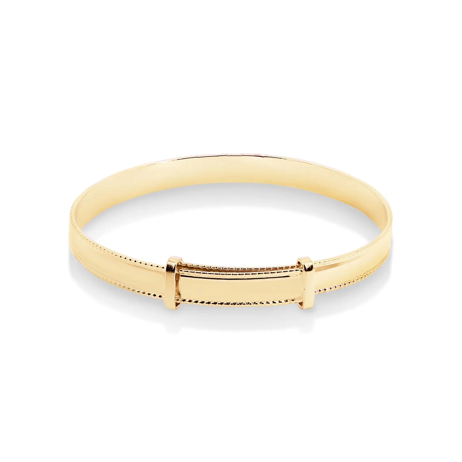 9ct Yellow Gold Childrens Plain Expanding Bangle With Rope Edge