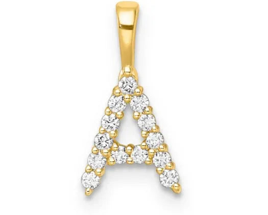 9ct Yellow Gold Lab Grown Diamond Letter 'A' Pendant