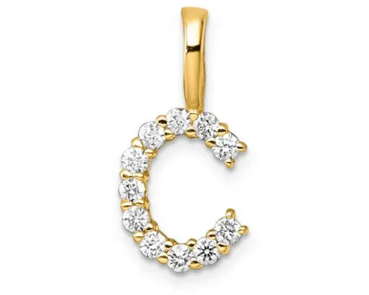 9ct Yellow Gold Lab Grown Diamond Letter 'C' Pendant