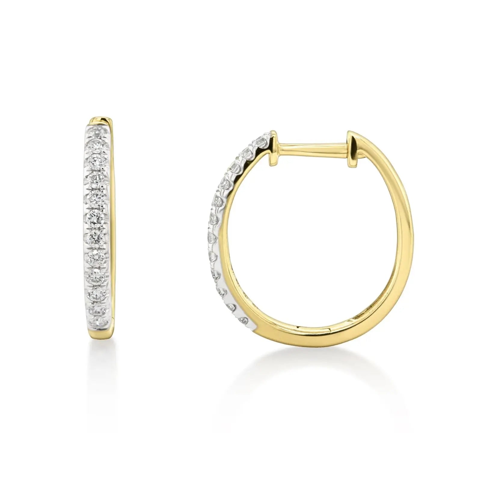 9ct Yellow Gold Oval Diamond Huggies
