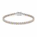 9ct Two Tone Diamond Tennis Bracelet