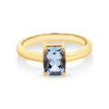 9ct Yellow Gold Emerald Cut Aquamarine Ring