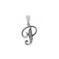 Sterling Silver Script Letter P With Cubic Zirconia