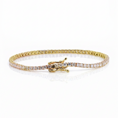 9ct Yellow Gold 3.00ct Lab Grown Diamond Tennis Bracelet - alternate view