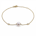 9ct Yellow Gold Freshwater Pearl & Lab Grown Diamond Bracelet