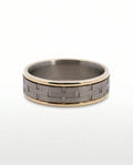 Men's 9ct Yellow Gold And Titanium Geometric Patterned Wedding Ring