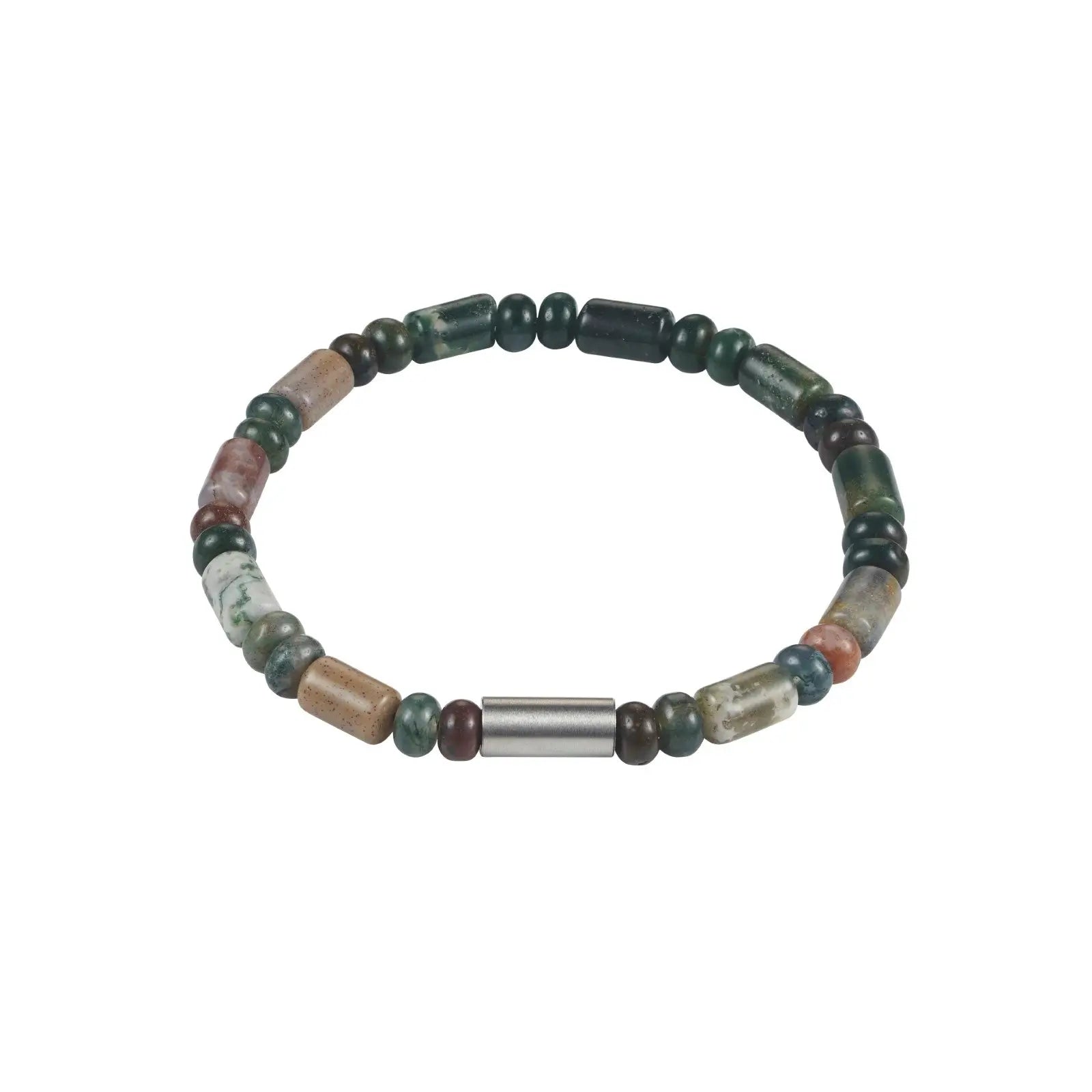 Mens Stainless Steel Beaded Onyx Bracelet