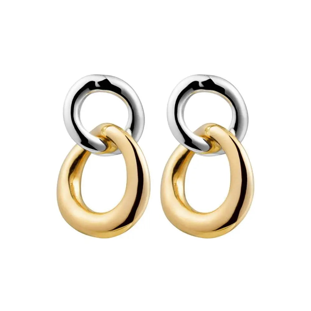 Najo Two Tone Double Circle Drop Earring