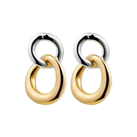 Najo Two Tone Double Circle Drop Earring