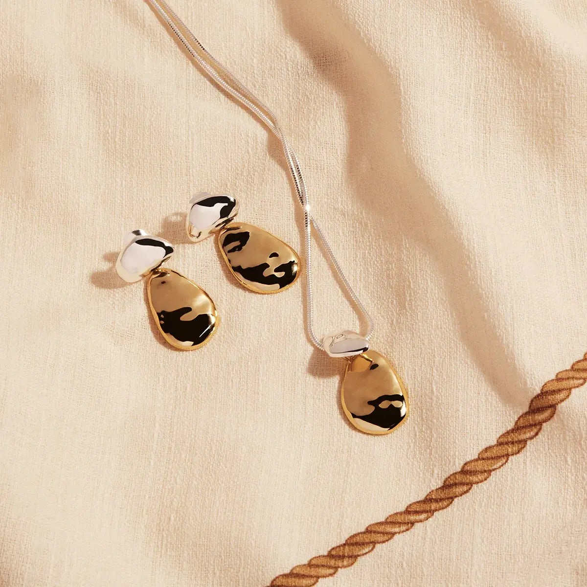 Najo Double Pebblet Two-Tone Stud Earrings