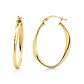 9ct Yellow Gold Silver Bonded Oval Twist Hoops