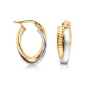 9ct Yellow Gold & Silver Interlocking Hoop Earrings