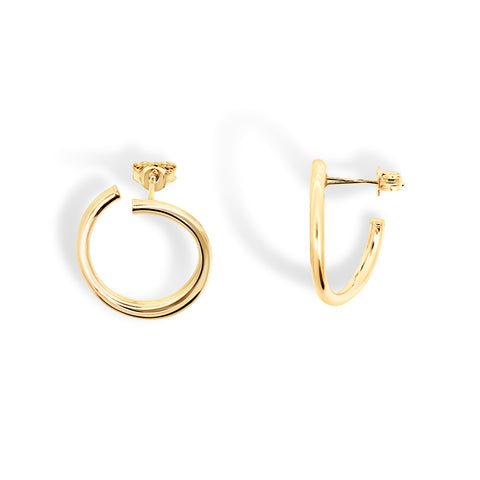 9ct Yellow Gold 15mm Open Circle Stud Earrings