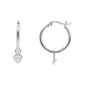 Sterling Silver Hoop Earring With Cubic Zirconia Heart Drop