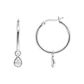 Sterling Silver Hoop Earring With Oval CZ Drop