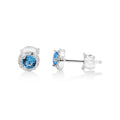 Sterling Silver Blue Cubic Zirconia Earrings With Halo