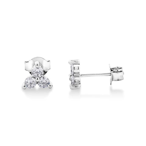 Sterling Silver Cubic Zirconia Flower Stud Earring