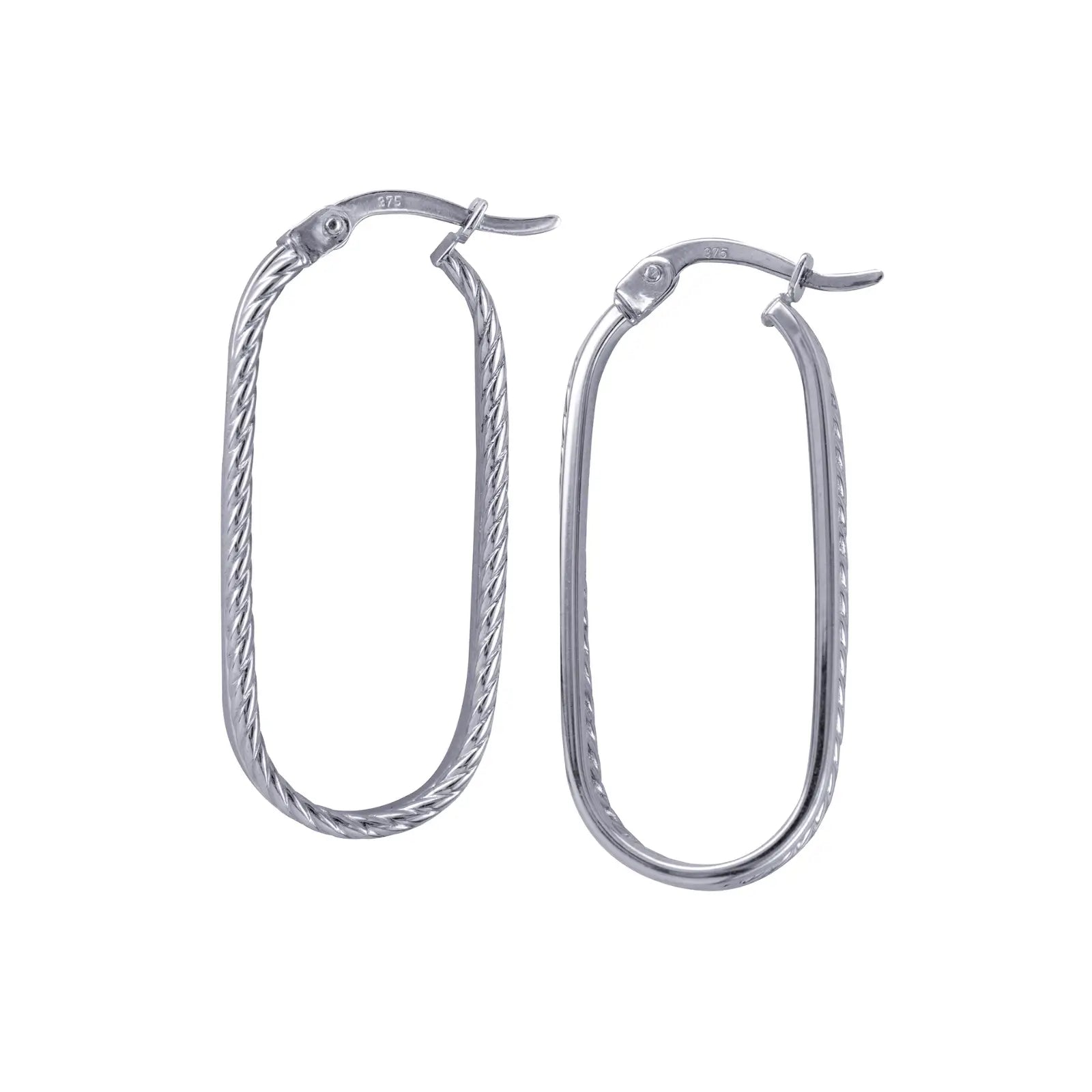 Sterling Silver Double Oval Twist And Polished Hoop Earrings