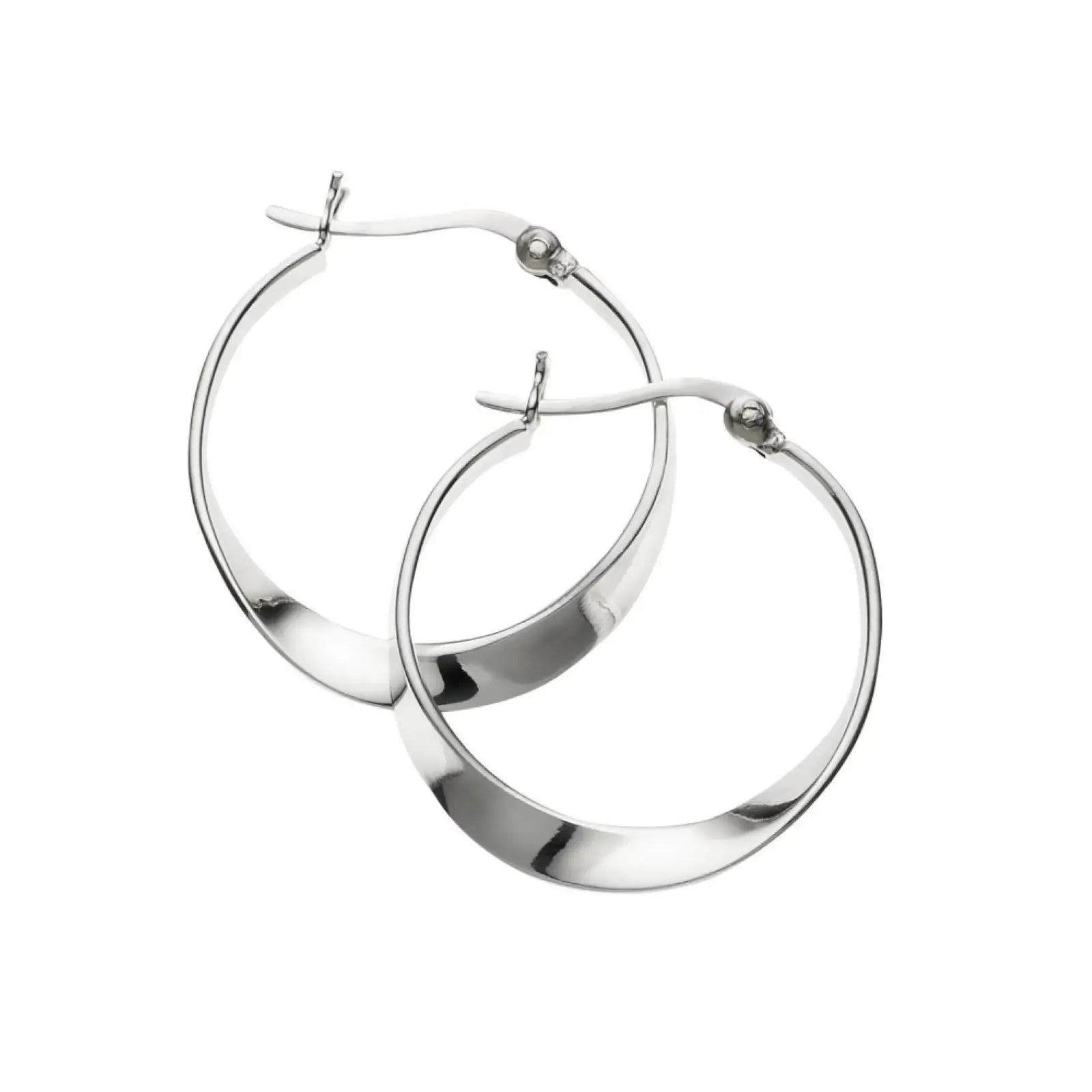 Sterling Silver Fancy Flat Ribbon Design Hoop Earring