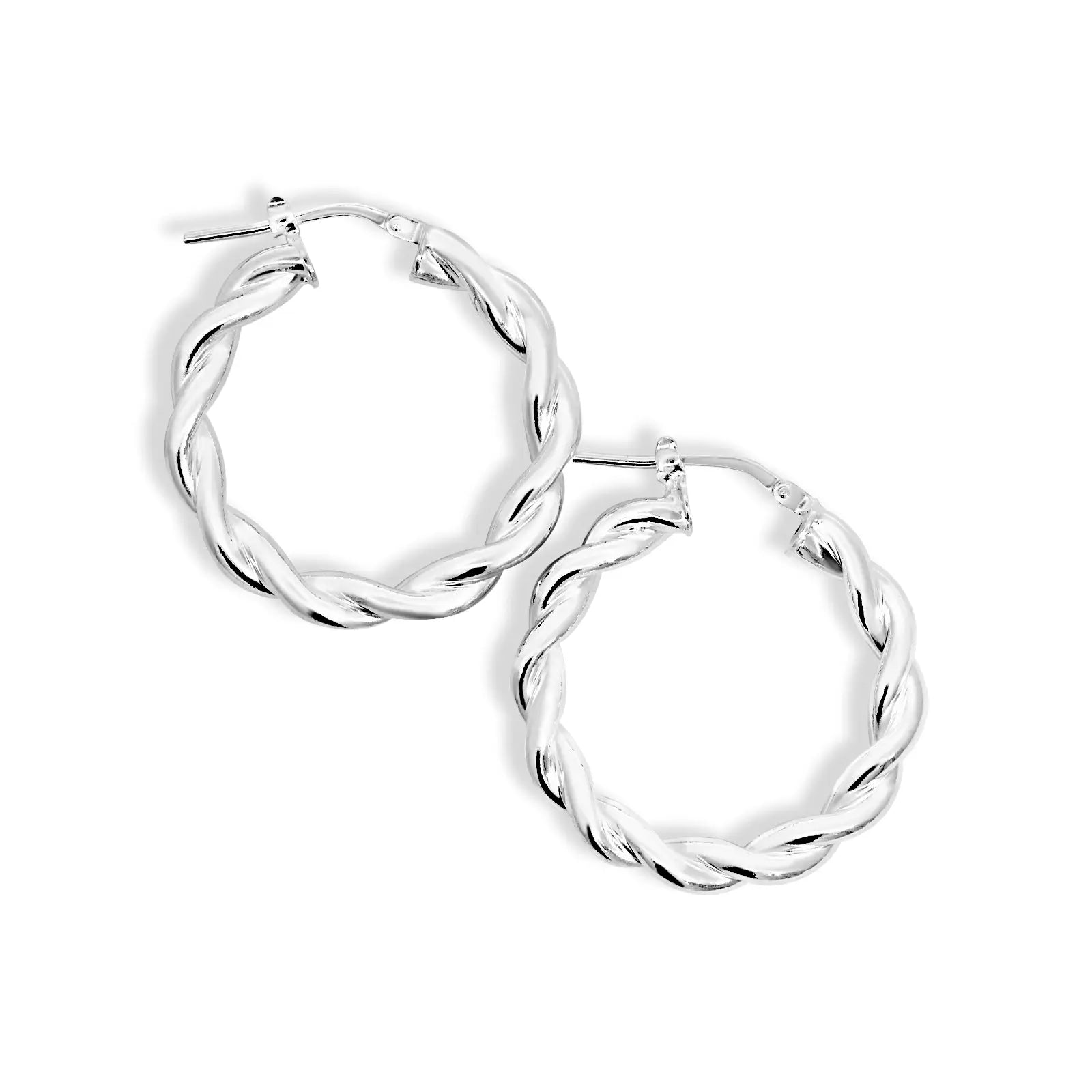 Sterling Silver Fancy Tube Heavy Twist Hoop Earrings