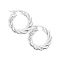 Sterling Silver Fancy Tube Heavy Twist Hoop Earrings