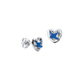 Sterling Silver Heart Stud Earrings Blue Birds