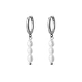 Sterling Silver Huggie Earrings With 3 Freshwater Pearl Drop