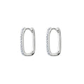 Sterling Silver Oblong Cz Hoop Earring