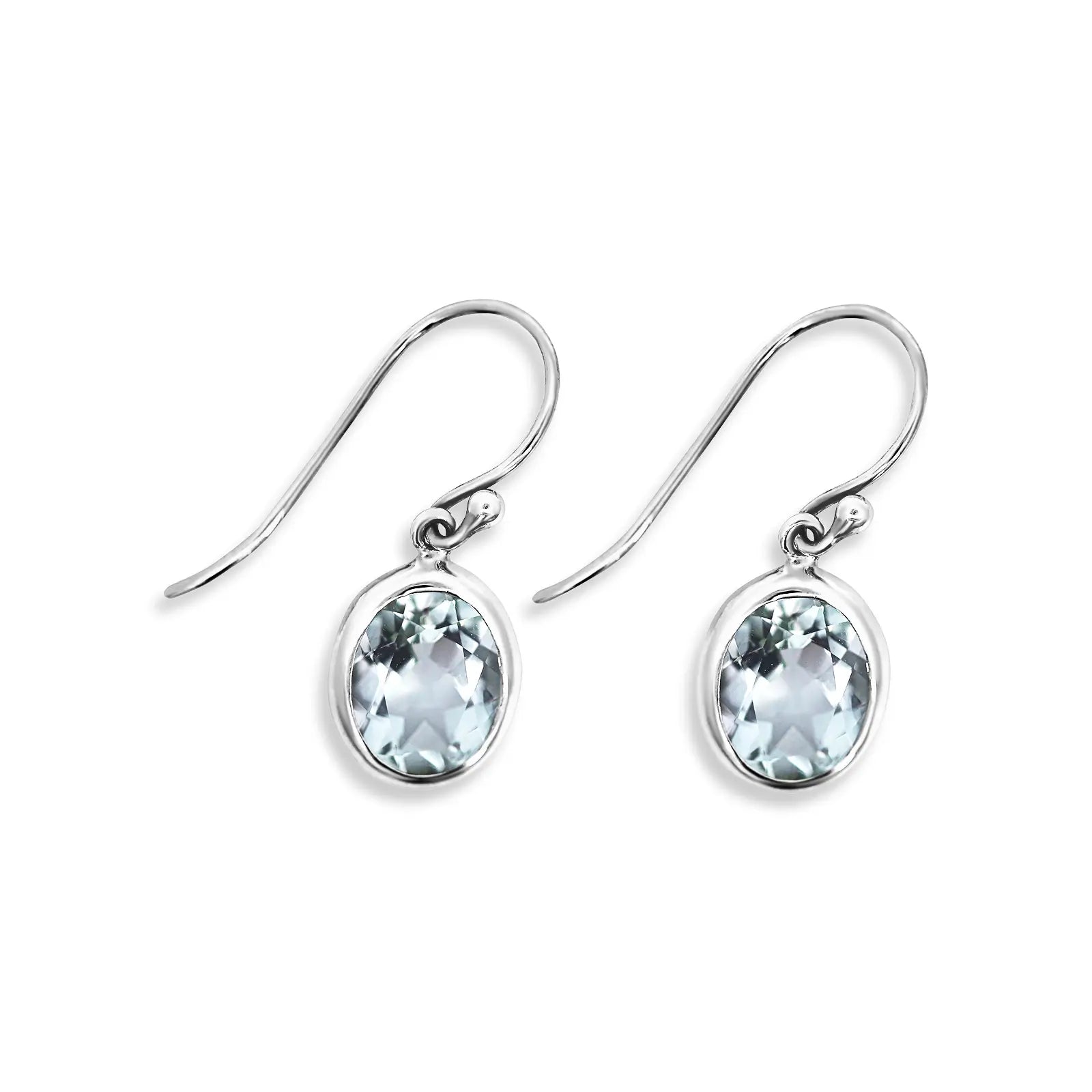 Sterling Silver Oval Green Amethyst Drop Earring