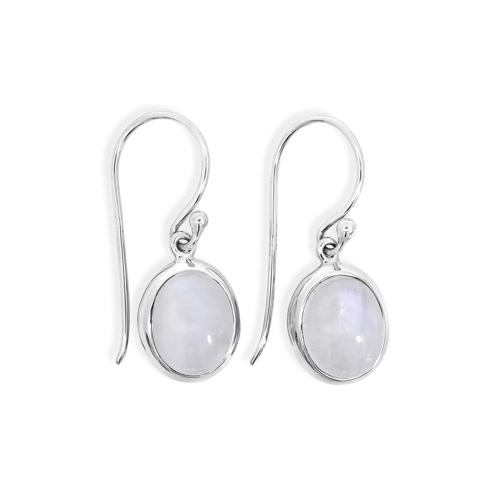Sterling Silver Oval Moonstone Drop Earrings