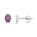 Sterling Silver Small Oval Opal Stud Earrings