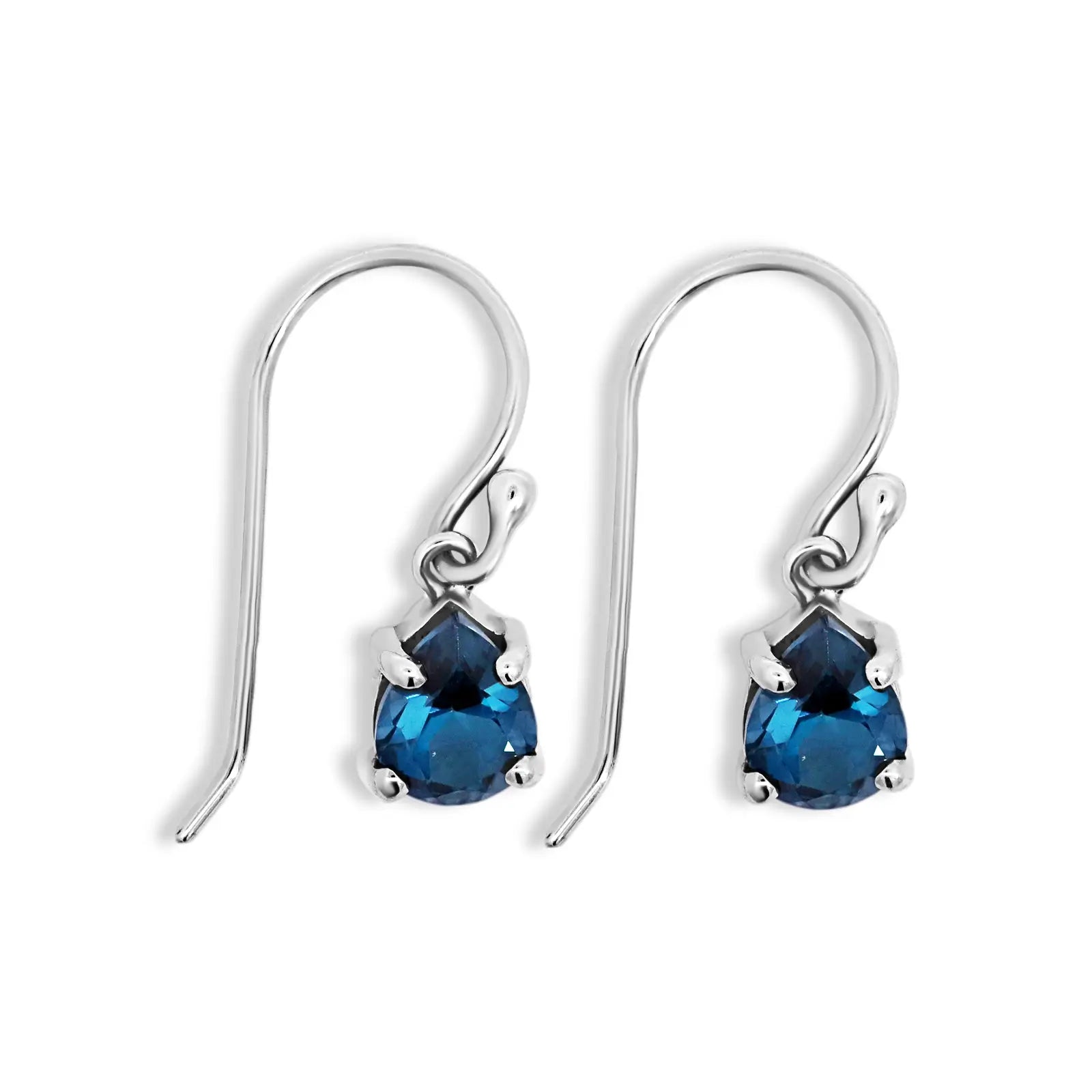 Sterling Silver Teardrop Blue Topaz Drop Earrings