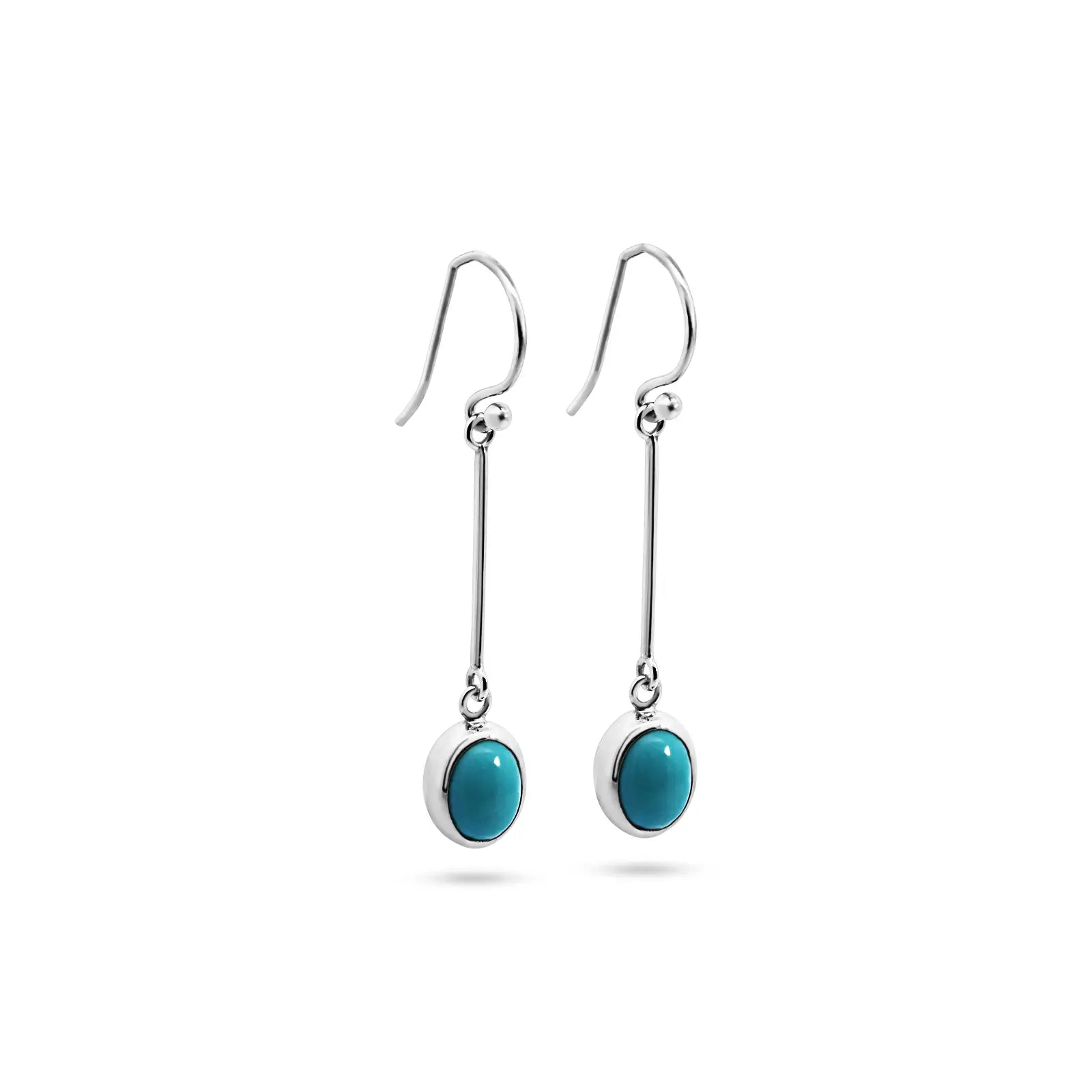 Sterling Silver Turquoise Earrings With Sterling Silver Bar