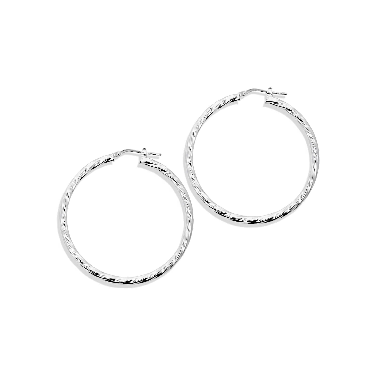 Sterling Silver Twist Italian Hoop Earrings