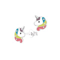 Sterling Silver Unicorn Stud Earrings With Crystals