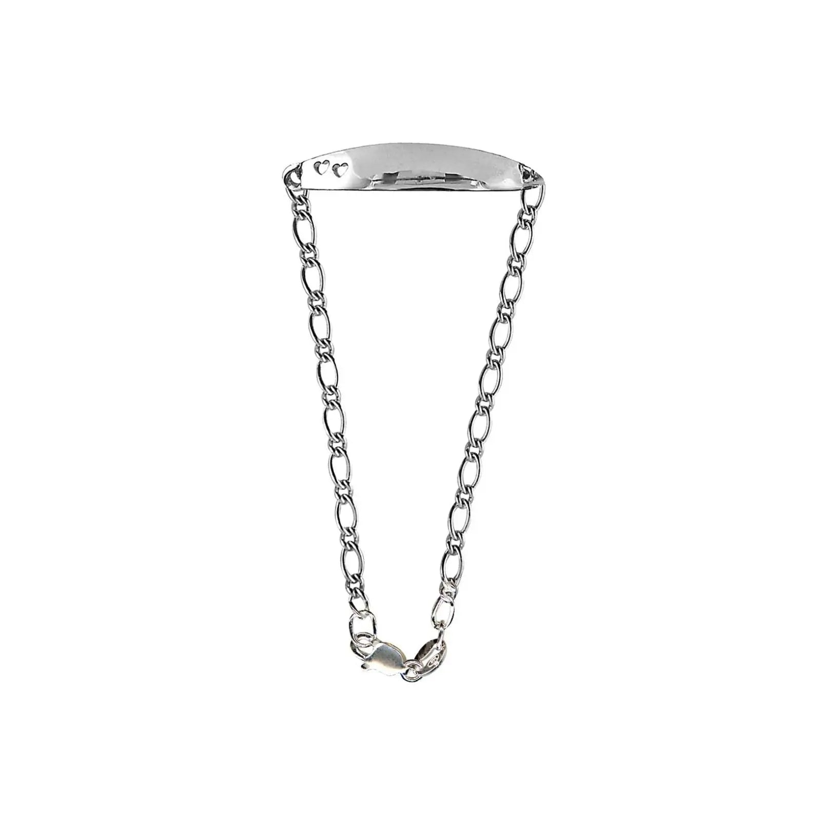 Sterling Silver Baby Id Engravable Bracelet With Heart Cut Outs