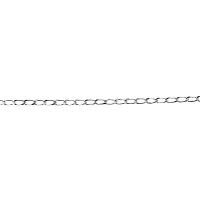 Sterling Silver Bevelled Long Curb Anklet
