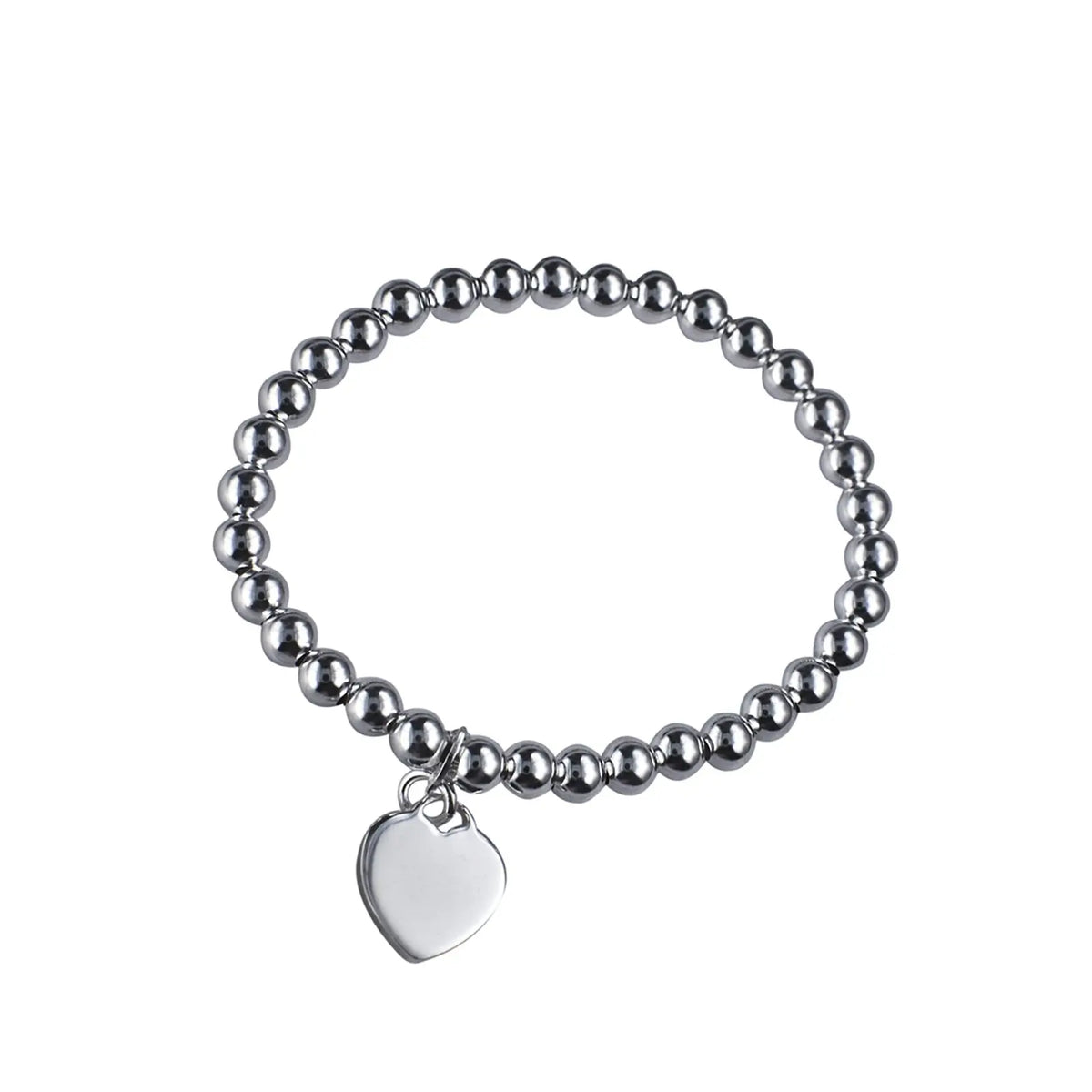 Sterling Silver Childs Ball Bracelet With Polished Heart