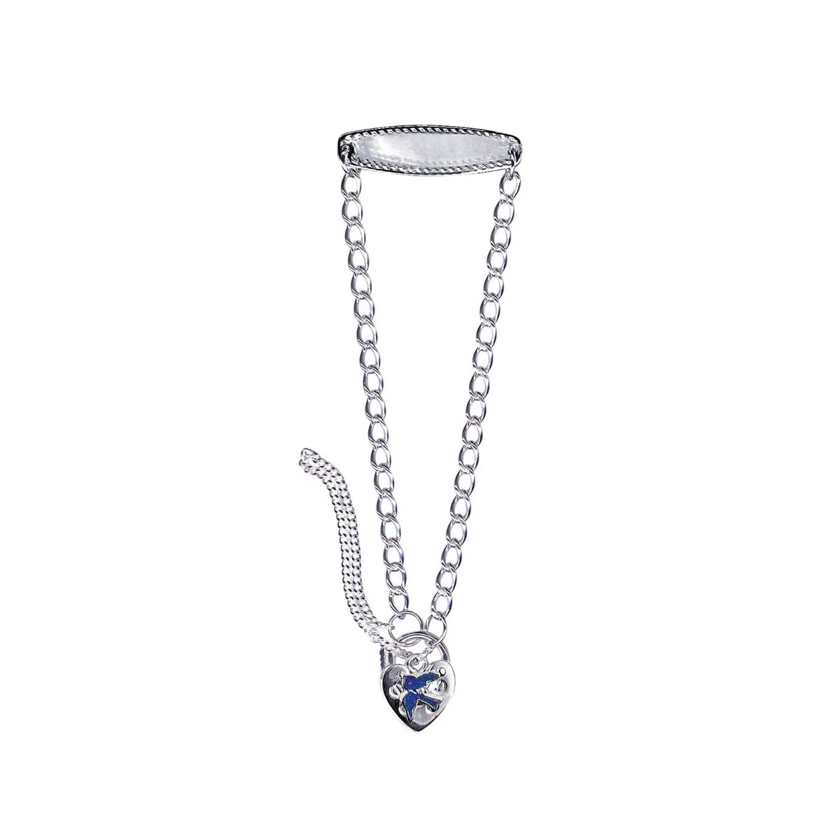 Sterling Silver Childs ID Bracelet With Blue Bird Padlock