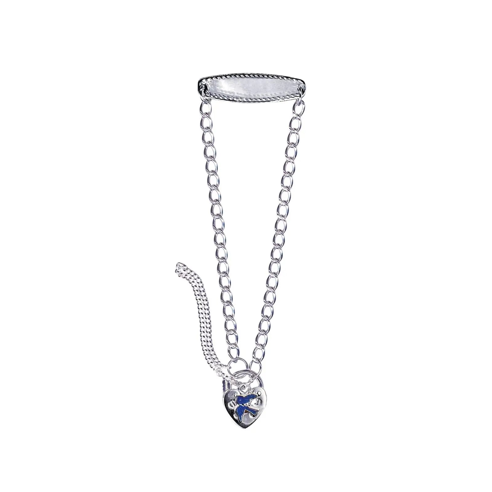 Sterling Silver Childs ID Bracelet With Blue Bird Padlock