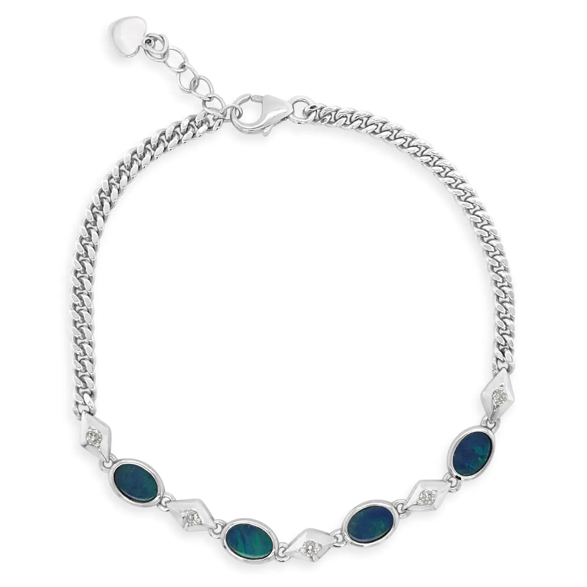 Sterling Silver Opal And Cz Handmade Bracelet – My Jewellery Shop