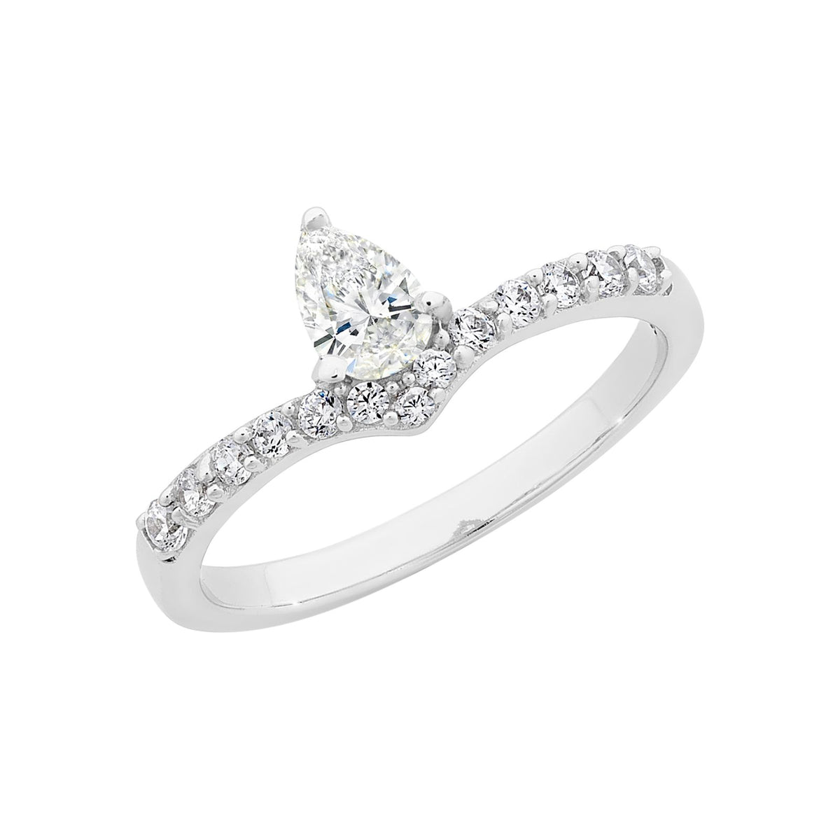 Sterling Silver Cubic Zirconia Ring on V Band