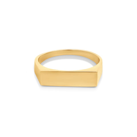 9ct Yellow Gold Hollow Rectangular Signet Engravable Ring