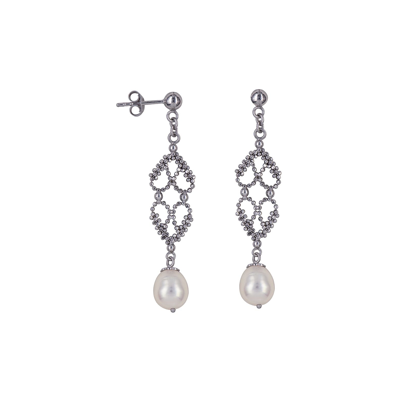 Sterling Silver & Pearl Antique drop Earrings
