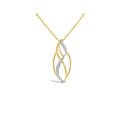 9ct Two Tone Oval Swirl Diamond Set Pendant