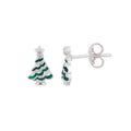 Sterling Silver Enamel Christmas Tree Studs