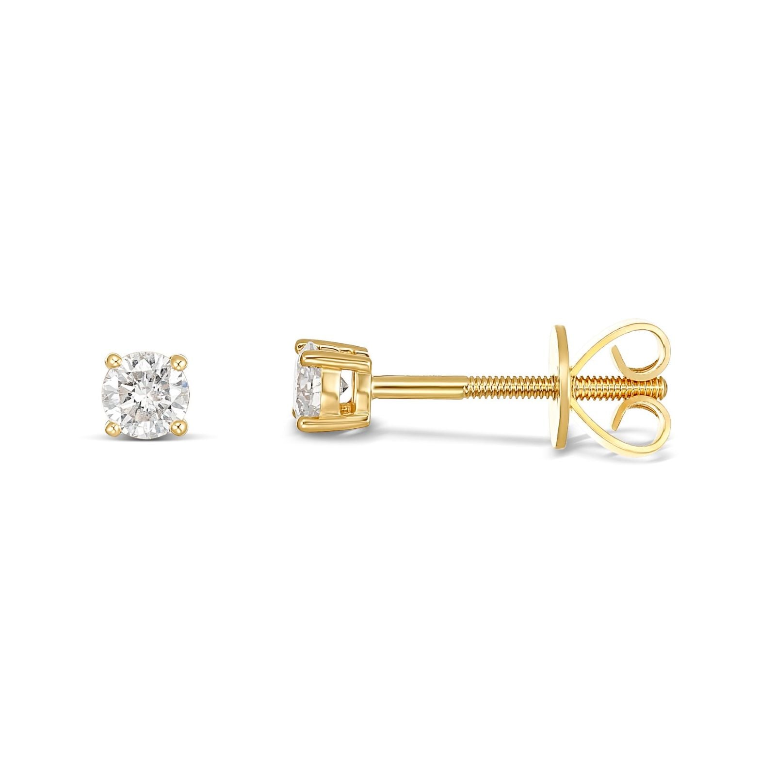 18ct Yellow Gold Diamond Claw Set Stud Earrings